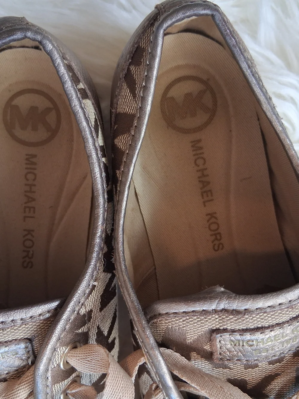 Tan Brown Pewter Bronze Michael Kors Sneakers Size 10 Lace Up